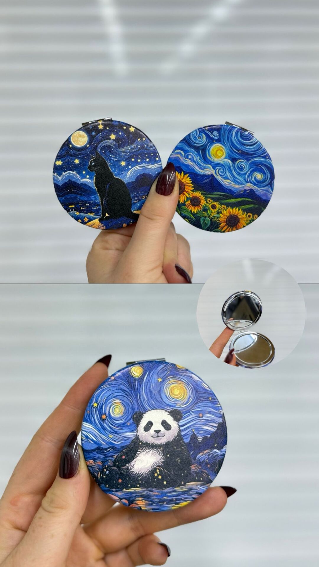 Desenli Küçük El, Çanta Aynas 12 Adet