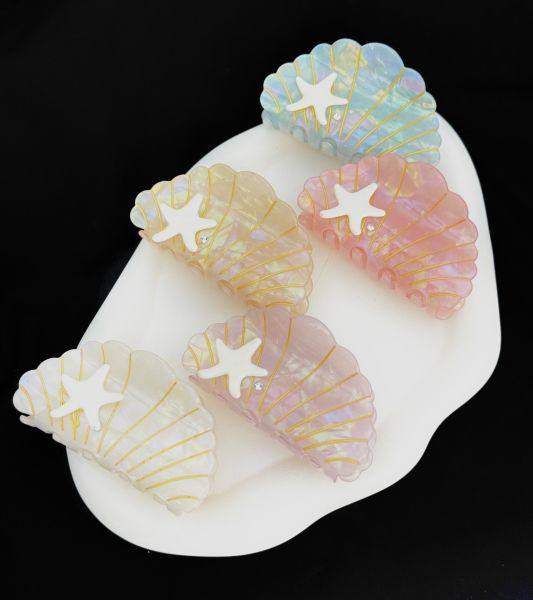 Deniz Yıldız Detaylı Kemik Mandal Toka 12 Adet