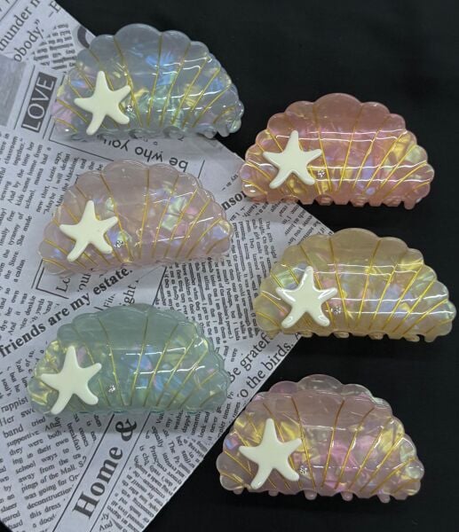 Deniz Yıldız Detaylı Kemik Mandal Toka 12 Adet