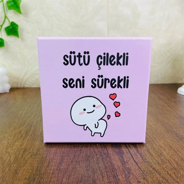 Sütü Çilekli Seni Sürekli Tasarımlı 3'lü Kutu