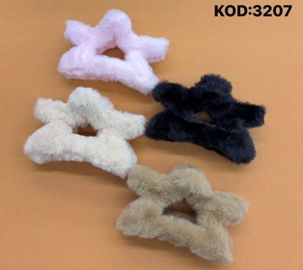 Yıldız Şekilli Peluş Mandal Toka 12 Adet