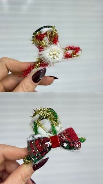 Yeni Yıl Temalı  Pelüş Mandal Toka 12 Adet