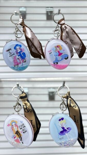 Sulu İçi sim Detaylı Ayna, anahtarlık 12 Adet