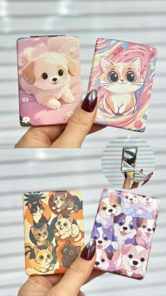 Sevimli Kedi Baskılı Ayna 12 Adet