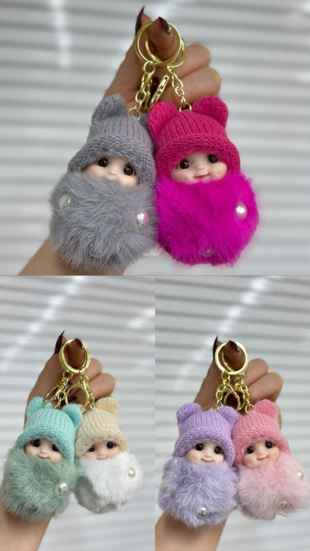 Sevimli Bebek Peluş Anahtarlık 12 Adet