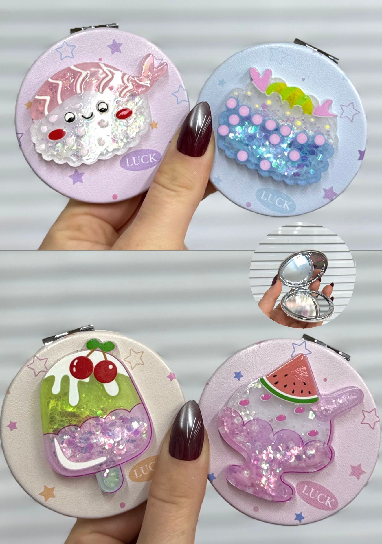 3D Sulu Baskılı Ayna ve Anahtarlık  12 Adet