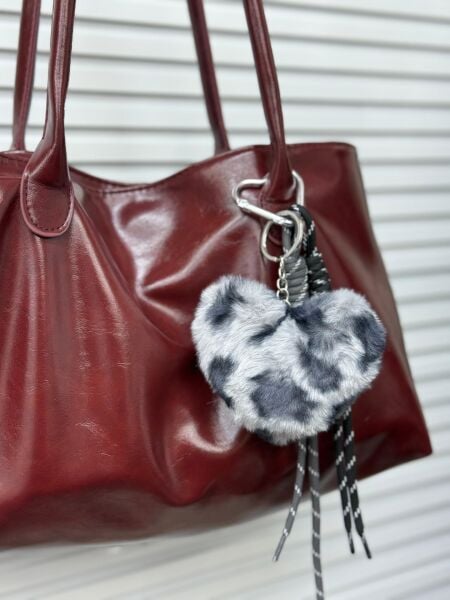 Peluş Kalp Çanta Charmı 12 Adet