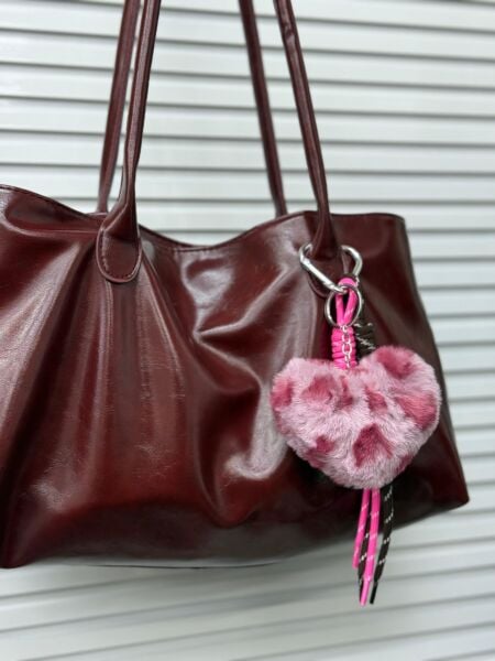 Peluş Kalp Çanta Charmı 12 Adet