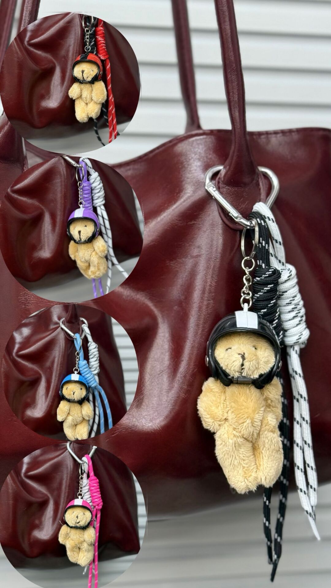 Kasklı Sevimli Ayı Çanta Charmı 12 Adet