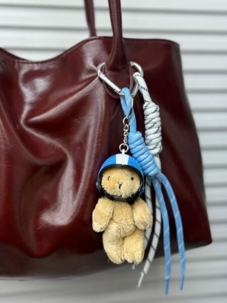 Kasklı Sevimli Ayı Çanta Charmı 12 Adet