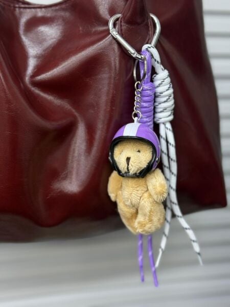 Kasklı Sevimli Ayı Çanta Charmı 12 Adet