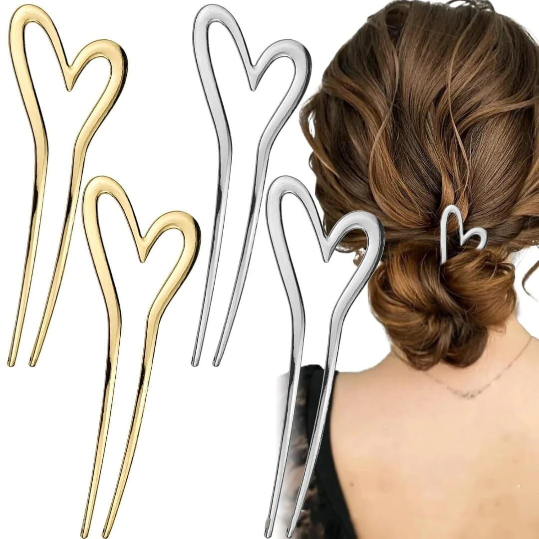 Kalp Figürlü Metal Topuz Tokası – 12’li Paket