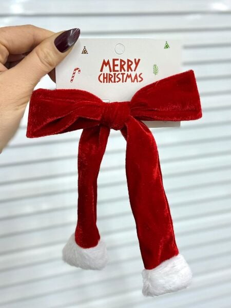 Yılbaşı Temalı Kadife Fiyonklu  Toka 12 Adet