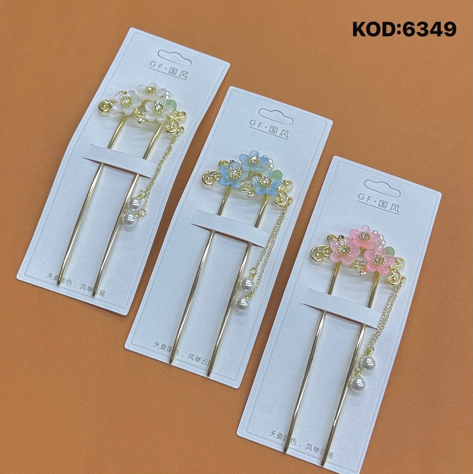 Toptan Çiçekli Sallantılı Metal Topuz Tokası 12’li Paket