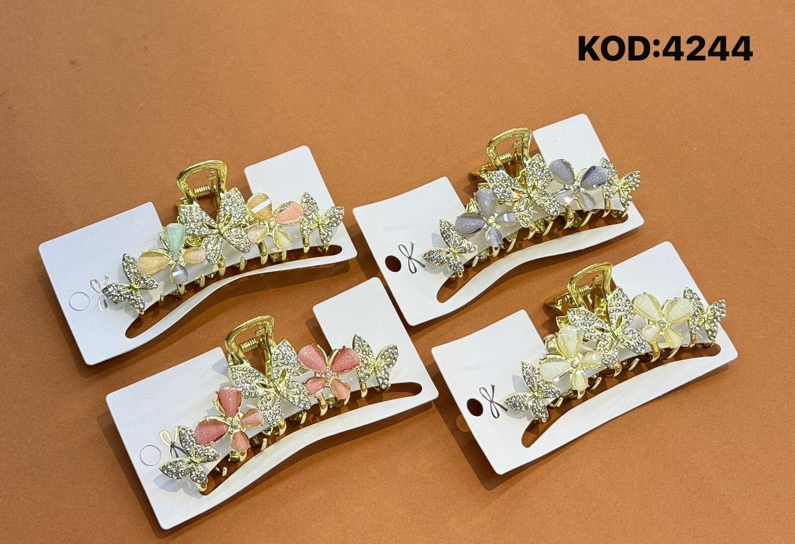 Kelebek Metal Taşlı Mandal Toka 12 Adet