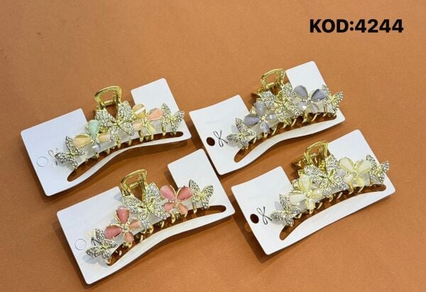 Kelebek Metal Taşlı Mandal Toka 12 Adet