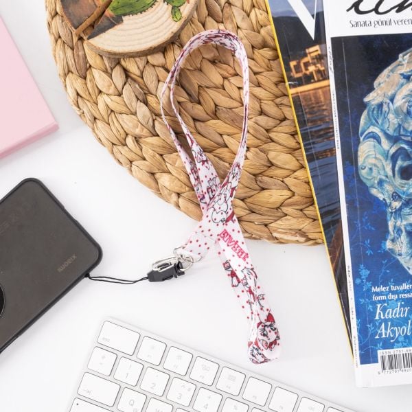 Aşık Kedi Baskılı Boyun Askı İpi