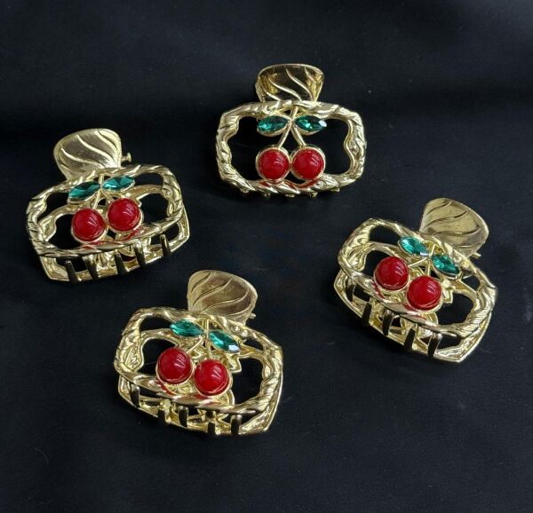 Kiraz Detaylı  Metal Mandal Toka 12 Adet