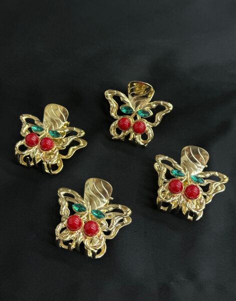 Kiraz Detaylı  Metal Mandal Toka 12 Adet