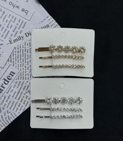3'lü Metal Taşlı Tel Toka Set