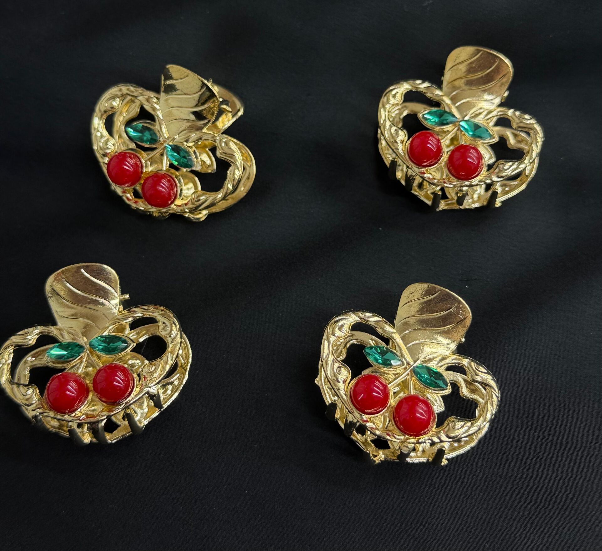 Kiraz Detaylı  Metal Mandal Toka 12 Adet