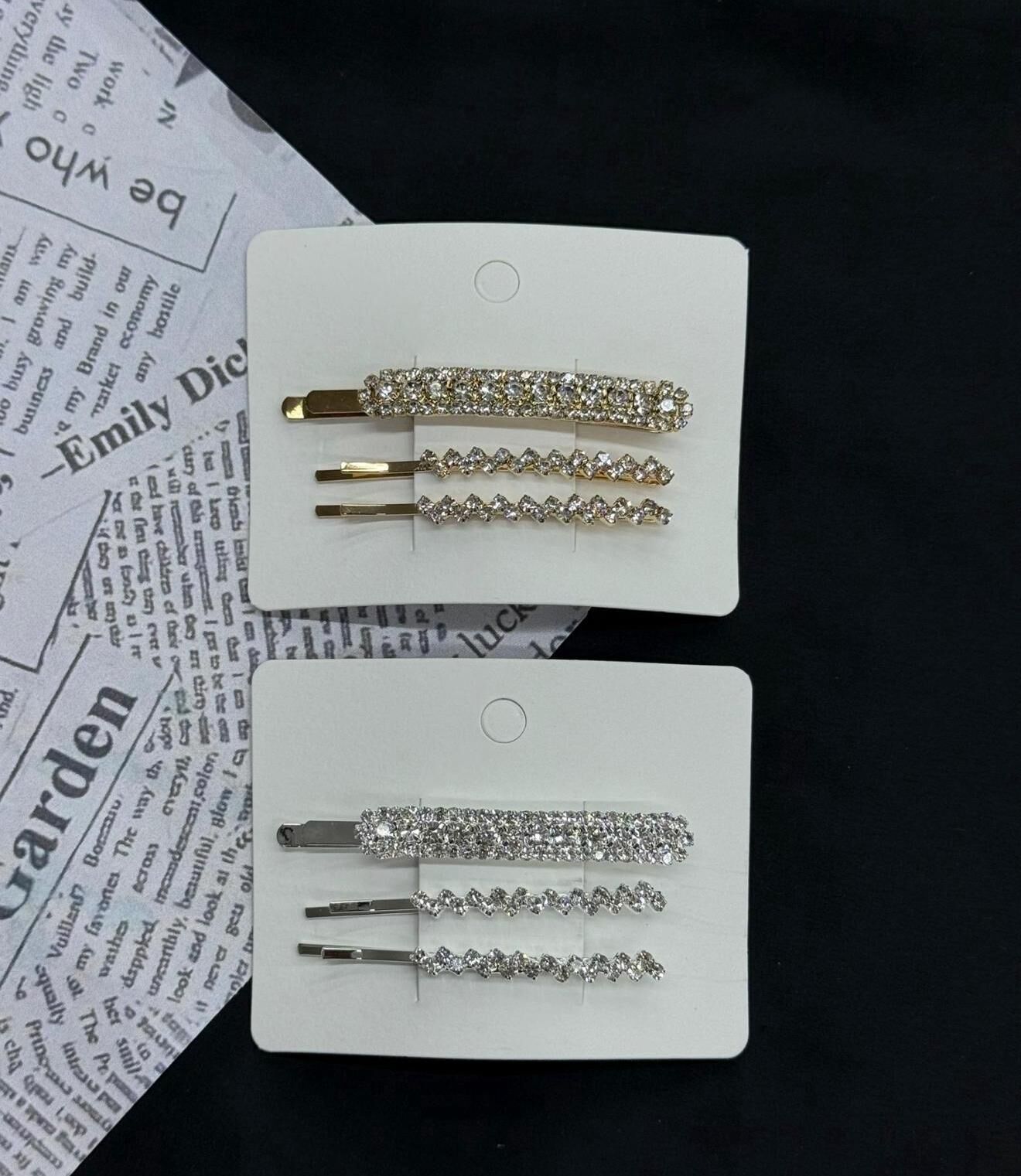 3'lü Metal Taşlı Tel Toka Set