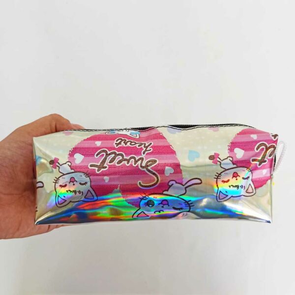 Sweet Heart Baskılı Hologram Kalemlik Makyaj Çantası