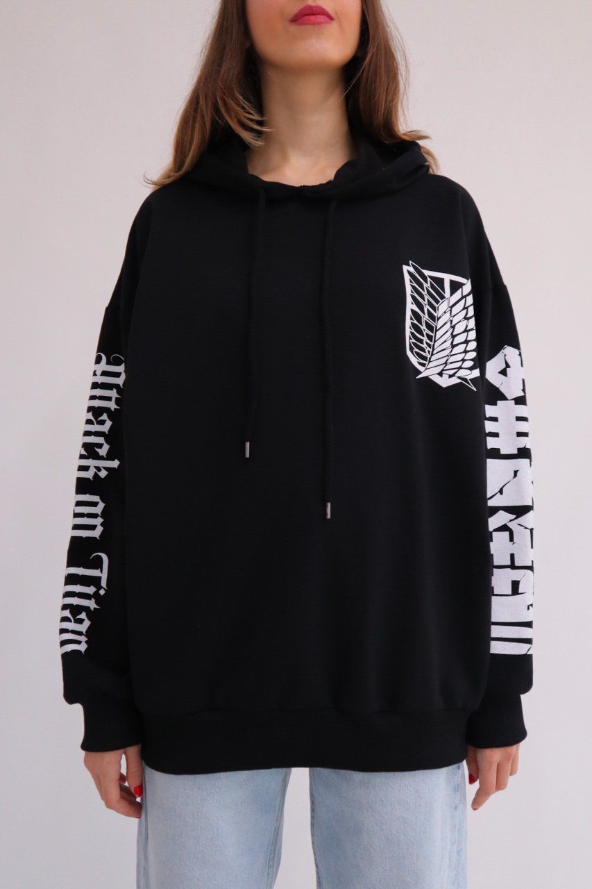 Anime Attack On Titan Kapşonlu Sweatshirt