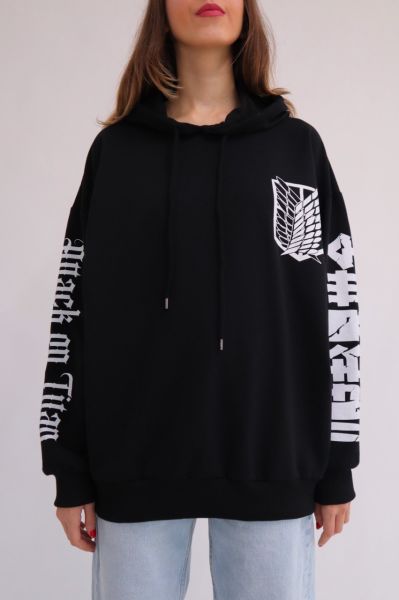 Anime Attack On Titan Kapşonlu Sweatshirt