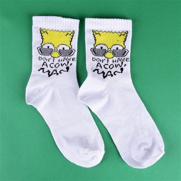 Barth Simpson Gözlüklü Beyaz Tenis Çorap