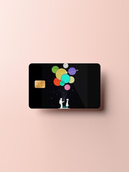 Balon Tutan Astronot Kredi Kartı Kaplama Stickeri Papara, Tosla, Kredi Kartı Için Uyumlu