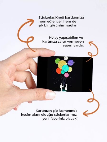 Balon Tutan Astronot Kredi Kartı Kaplama Stickeri Papara, Tosla, Kredi Kartı Için Uyumlu