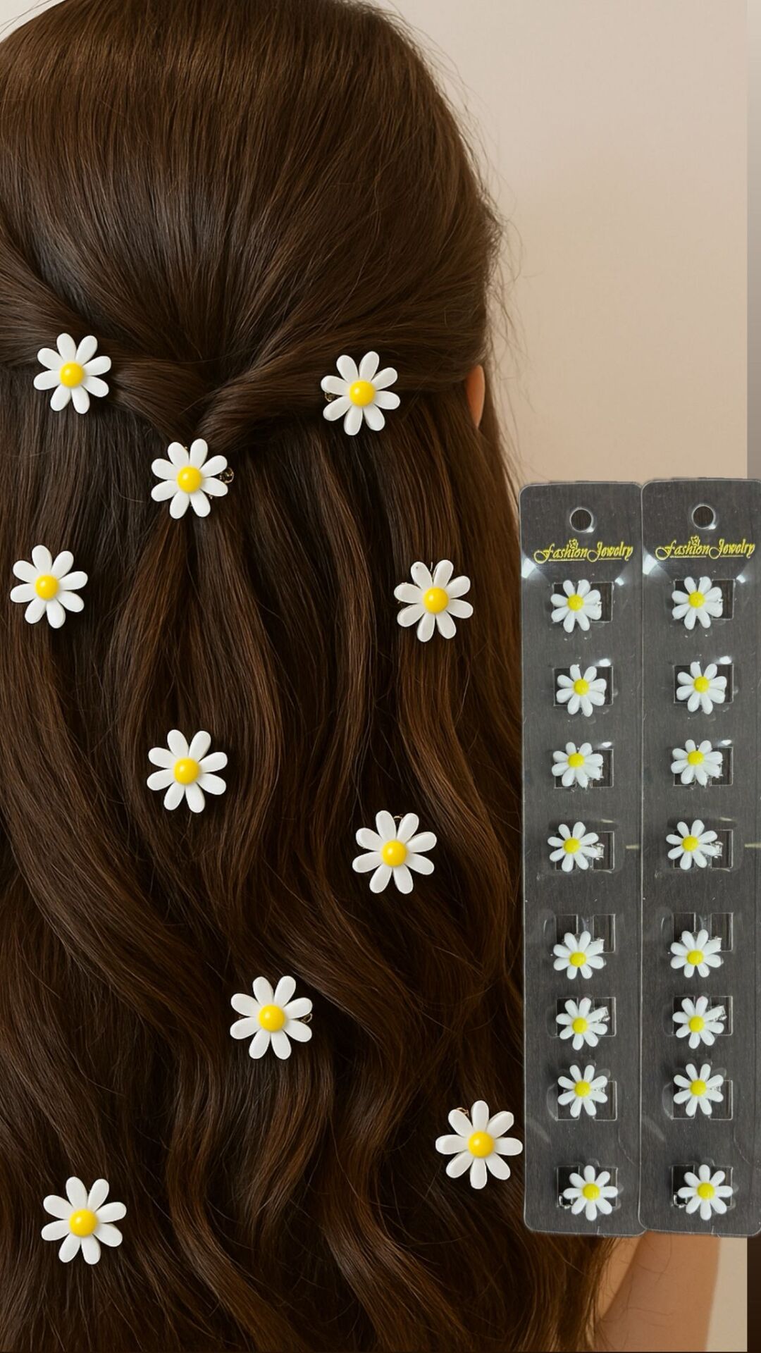 10'lu Papatyalı Saç Küpesi Toka 12 Adet