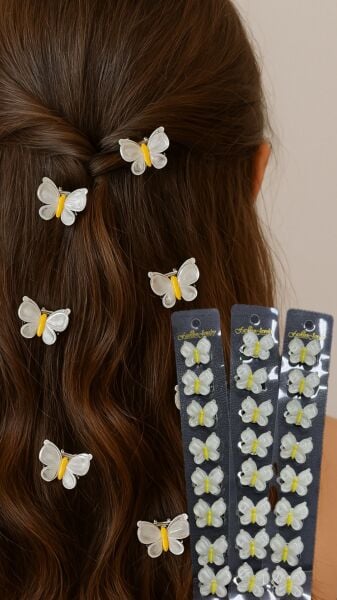 10'lu Kelebek Saç Küpesi Toka 12 Adet