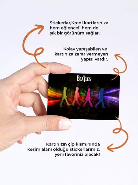 Beatles Kredi Kartı Kaplama Stickeri Papara, Tosla, Kredi Kartı Için Uyumlu