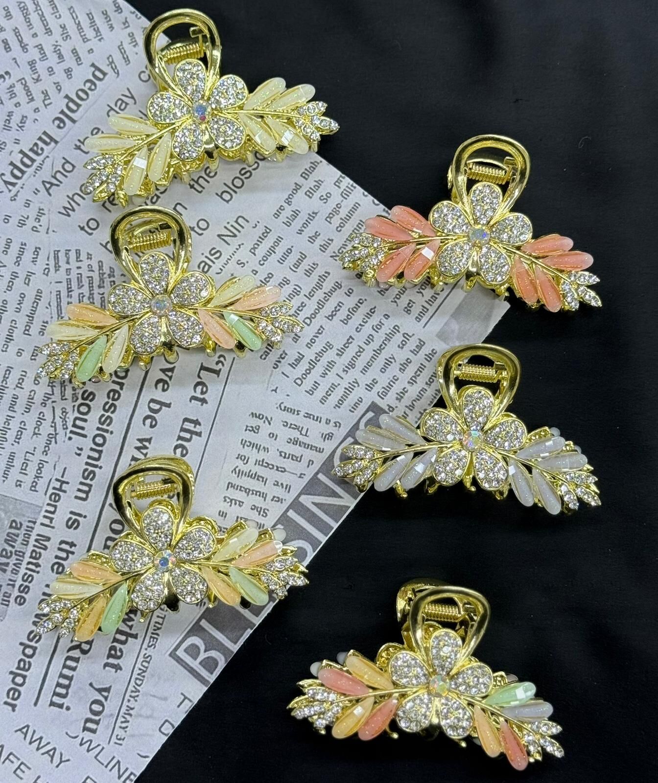 Sallantılı Taşlı Metal  Mandal  Toka 12 Adet