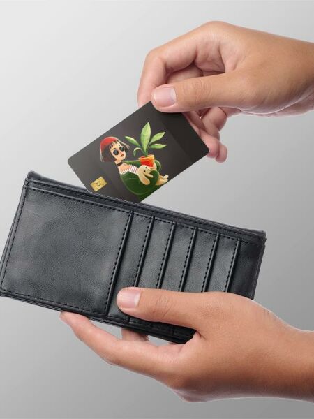 Çiçekli Kız Kredi Kartı Kaplama Stickeri Papara, Tosla, Kredi Kartı Için Uyumlu