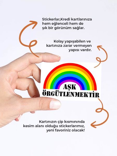 Gökkuşağı 2 Kredi Kartı Kaplama Stickeri Papara, Tosla, Kredi Kartı Için Uyumlu