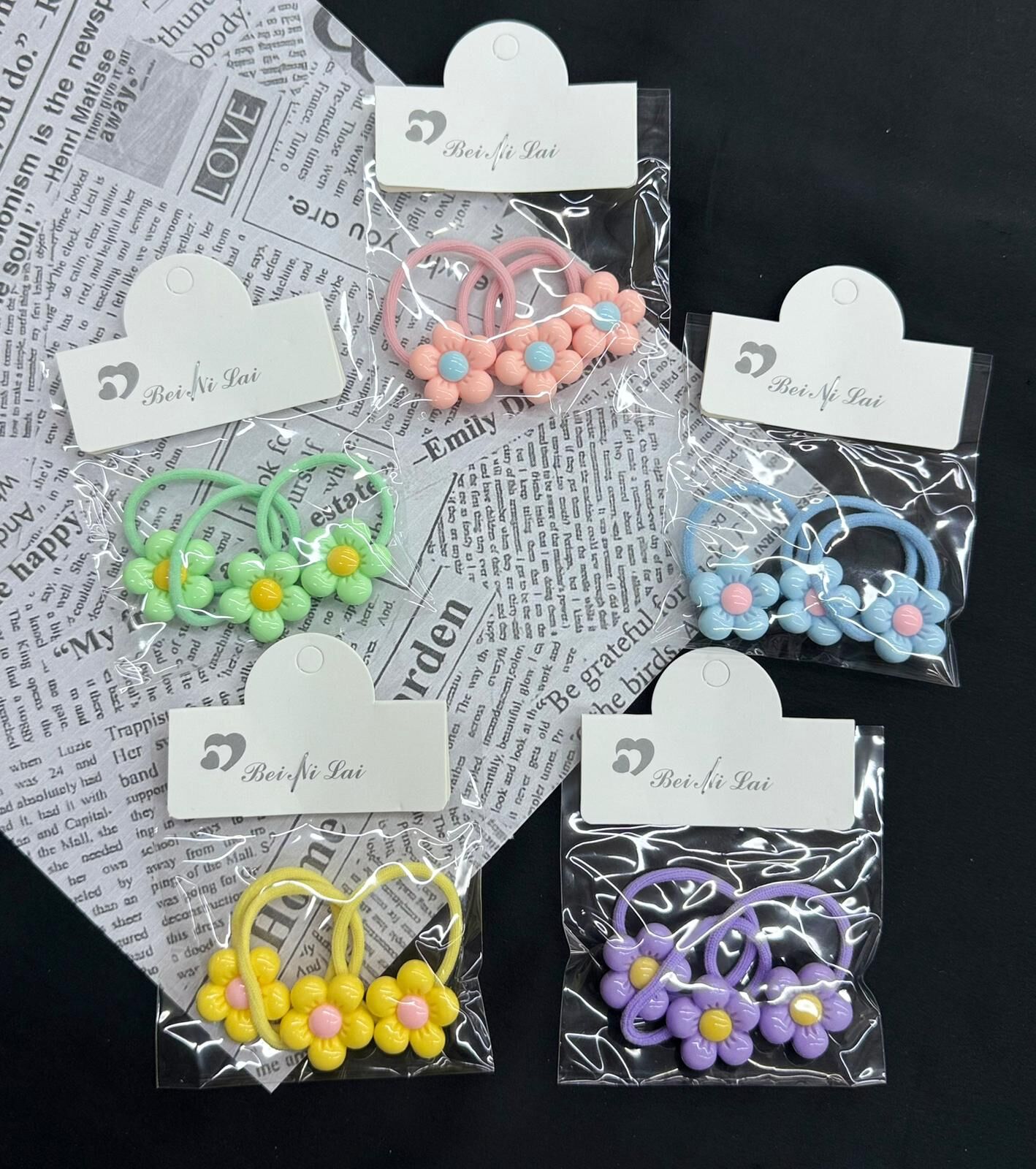 3'li Papatya Desen  Lastik Toka 10 Adet