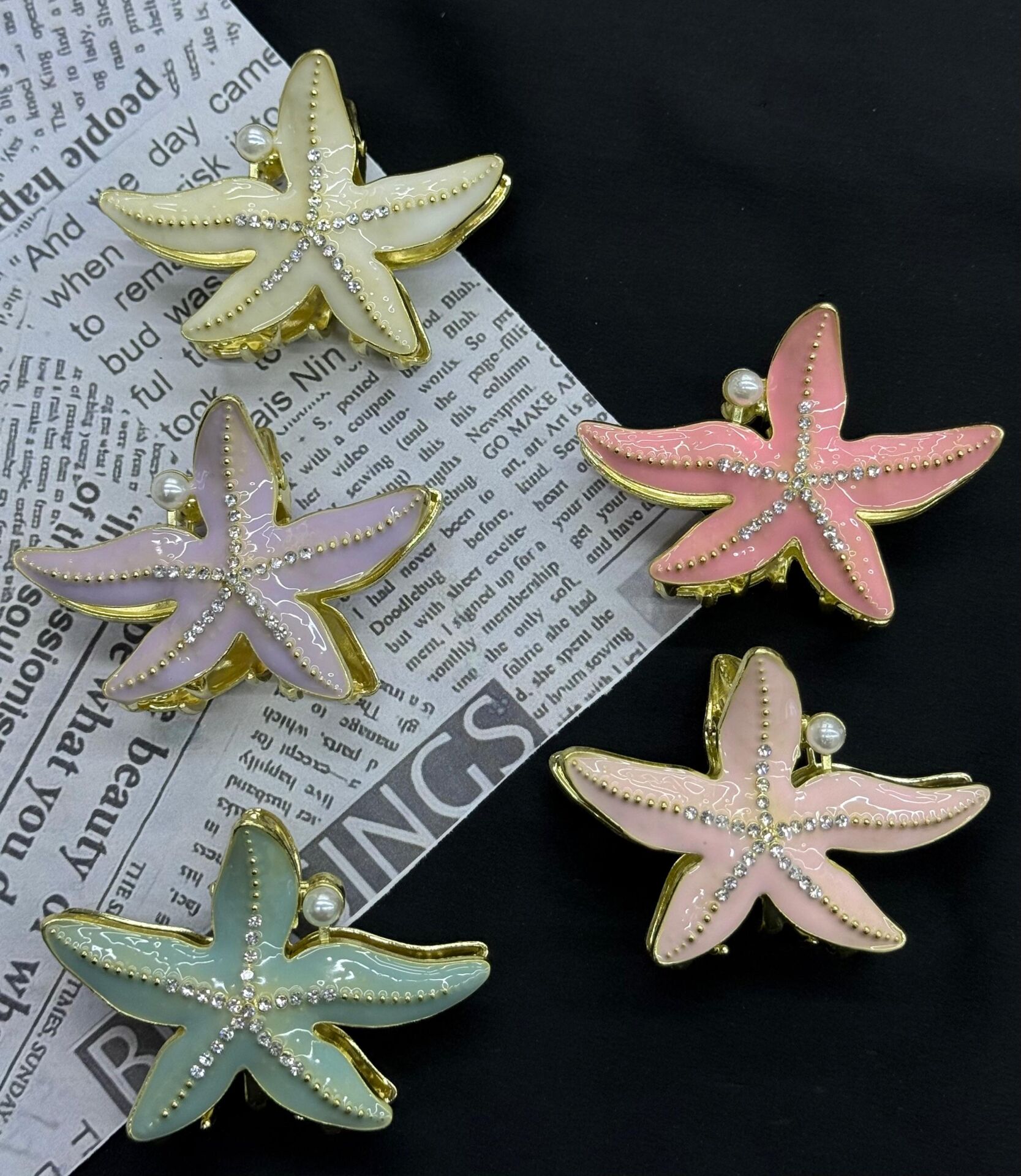 Deniz Yıldızı Şekilli  Taşlı Mandal Toka 12 Adet