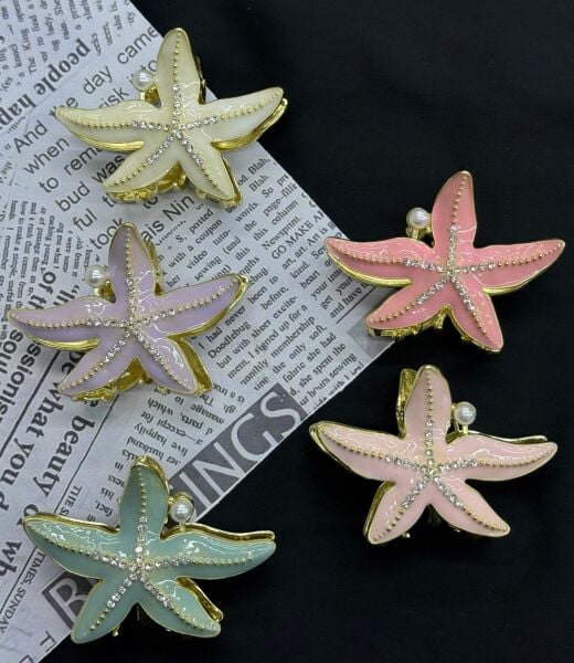 Deniz Yıldızı Şekilli  Taşlı Mandal Toka 12 Adet