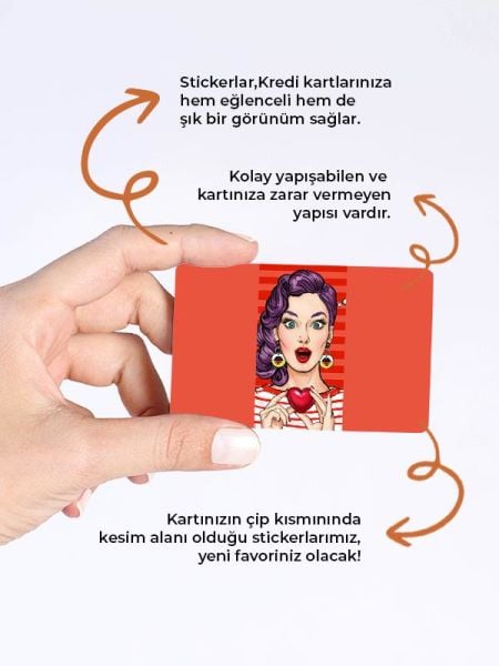 Kalp Kadın Kredi Kartı Kaplama Stickeri Papara, Tosla, Kredi Kartı Için Uyumlu