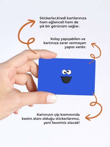 Kurabiye Canavarı Kredi Kartı Kaplama Stickeri Papara, Tosla, Kredi Kartı Için Uyumlu