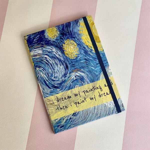 Van Gogh Motto Tasarımlı Lastikli Defter