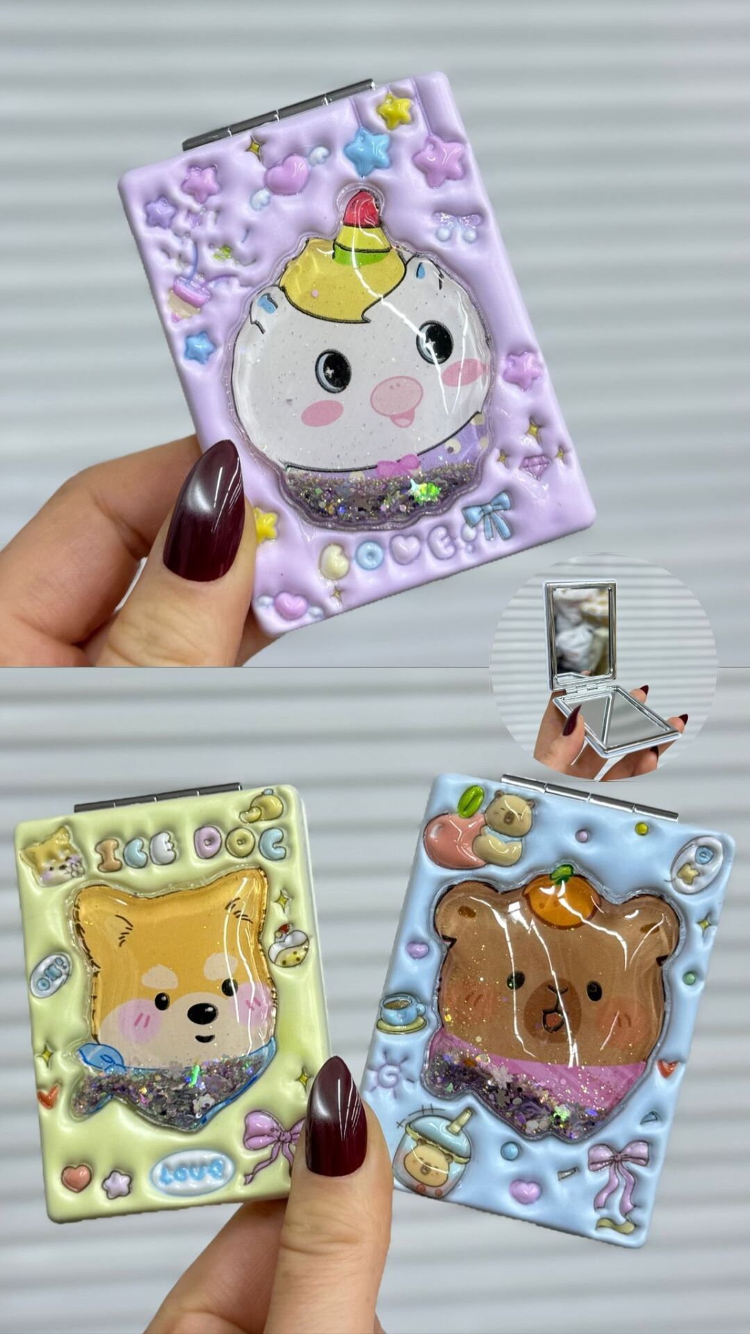 3D Sulu Baskılı Ayna ve Anahtarlık  12 Adet