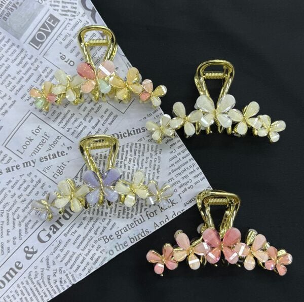 Kelebek Desen  Büyük Taşlı Mandal Toka 12 Adet