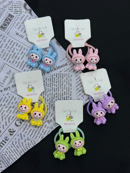 2'li  Sevimli Lastik  Toka 10 Adet