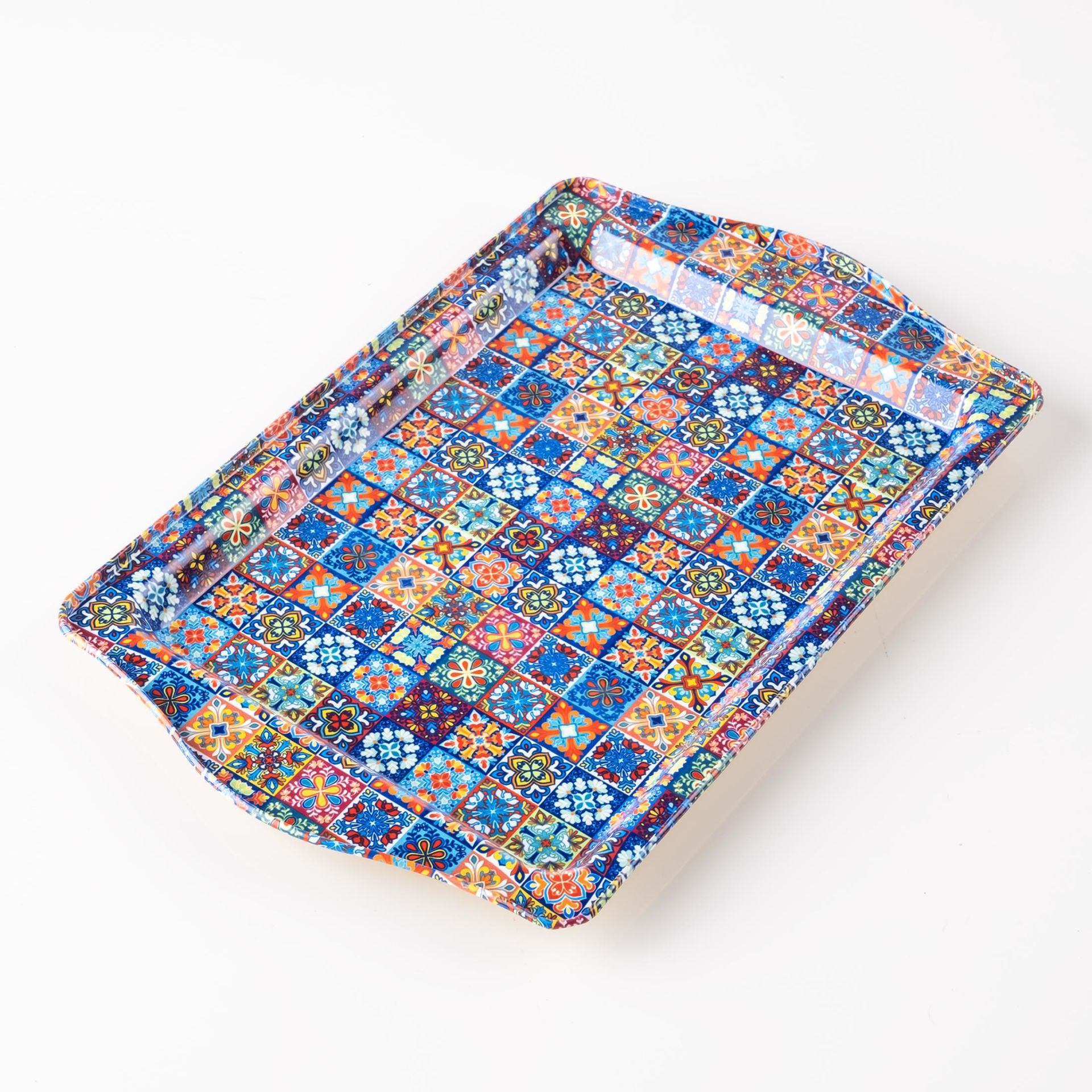 Mandala Desenli Metal Tepsi