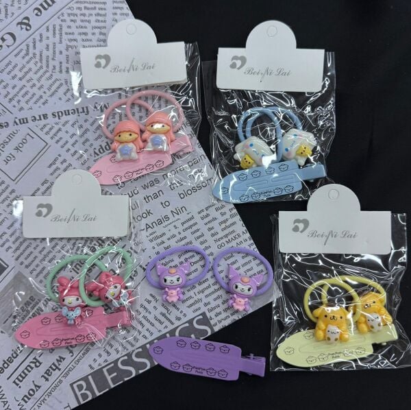 3'lü Sevimli Karakterli Lastik  Toka 10 Adet