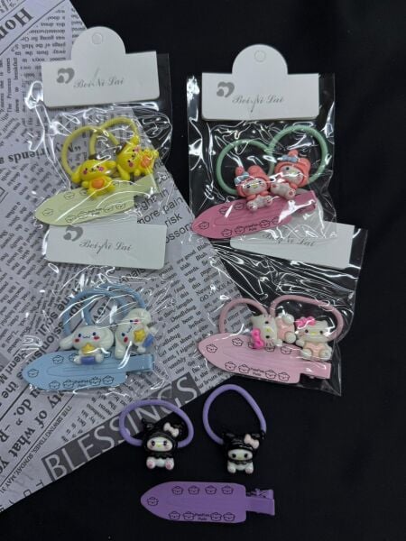 3'lü Sevimli Karakterli Lastik  Toka 10 Adet